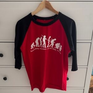 Red Black Kids Raglan Shirt with Logo Something Somewhere Went Horribly Wrong